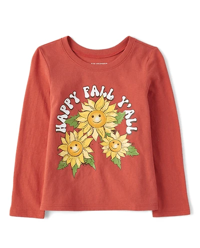 Baby And Toddler Girls Happy Fall Y'all Graphic Tee