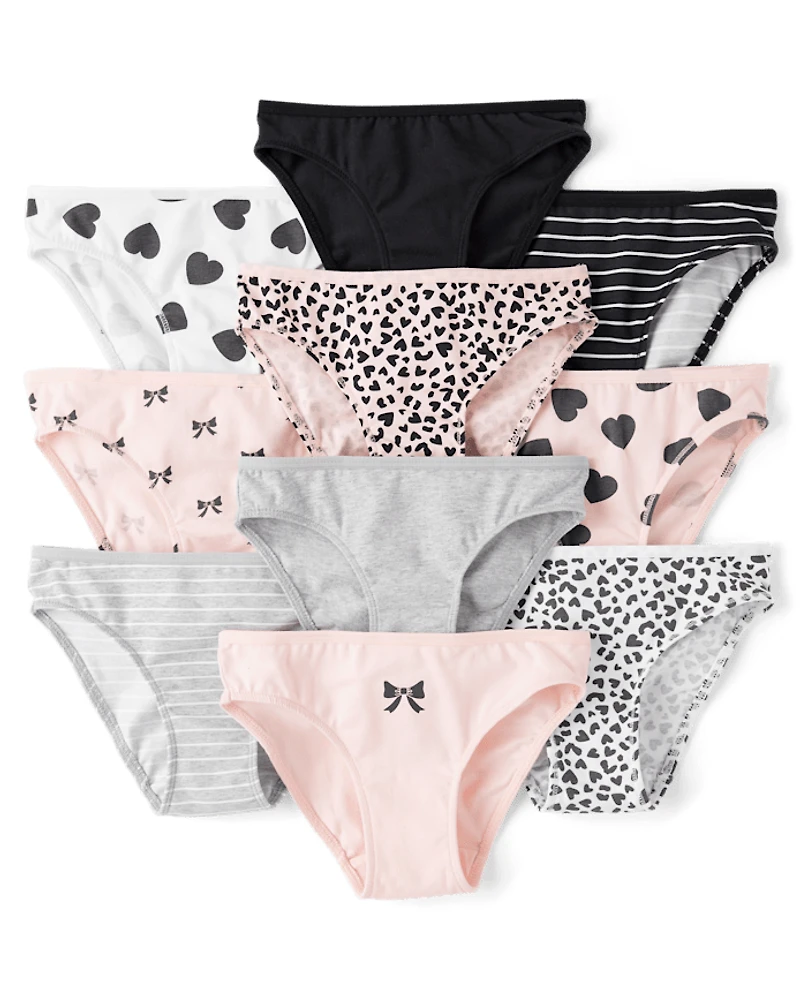 Girls Leopard Bikini Underwear 10-Pack