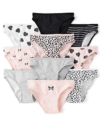 Girls Leopard Bikini Underwear 10-Pack