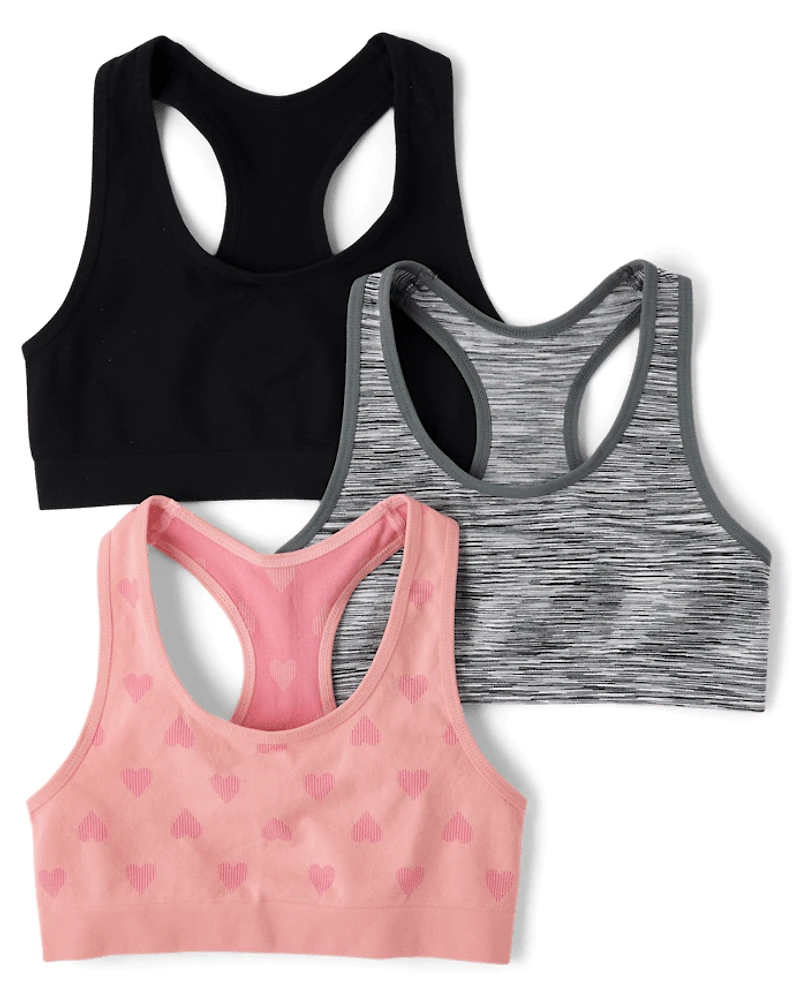 Girls Heart Seamless Racerback Bralette 3-Pack