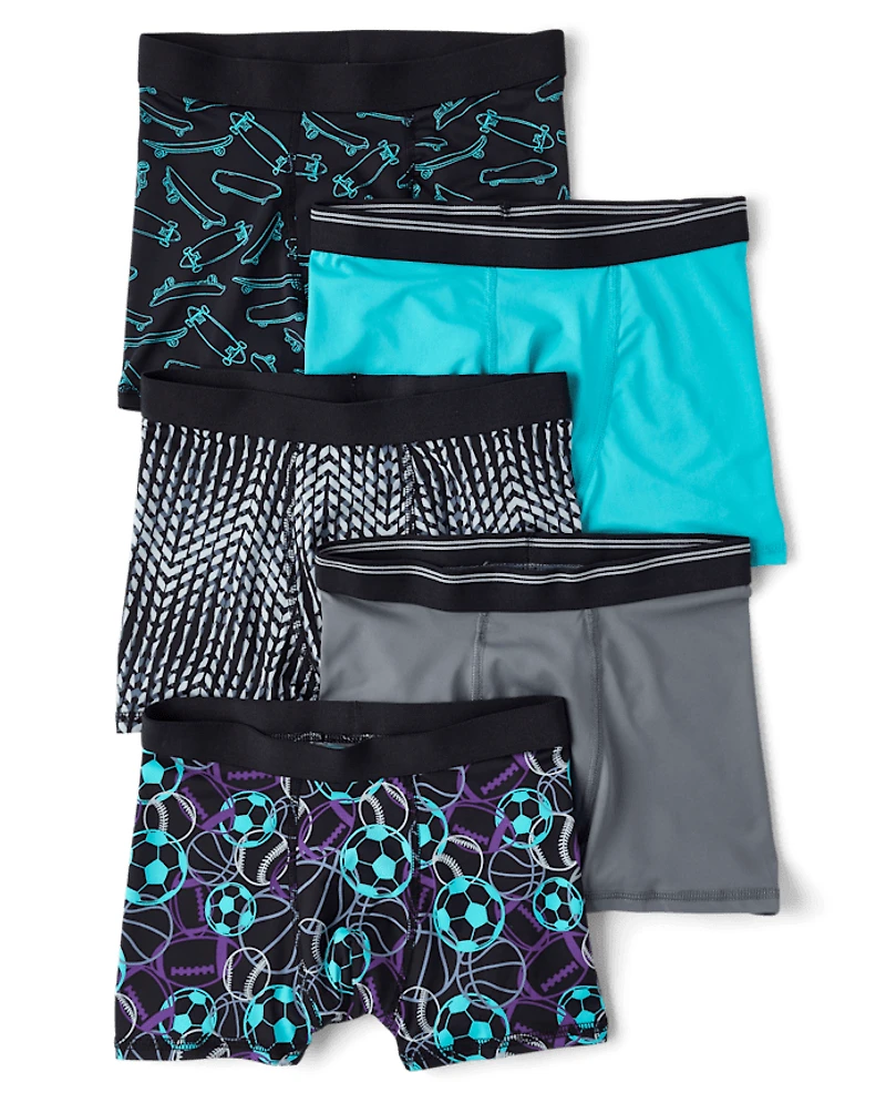 Boys Sport Performance Boxer Brief Underwear 5-Pack
