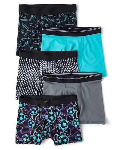 Boys Sport Performance Boxer Brief Underwear 5-Pack