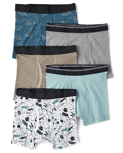 Boys Dino Boxer Brief Underwear 5-Pack