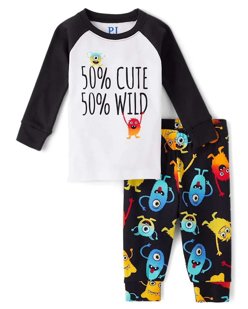 Pyjama en coton ajusté Monster pour tout-petits garçons
