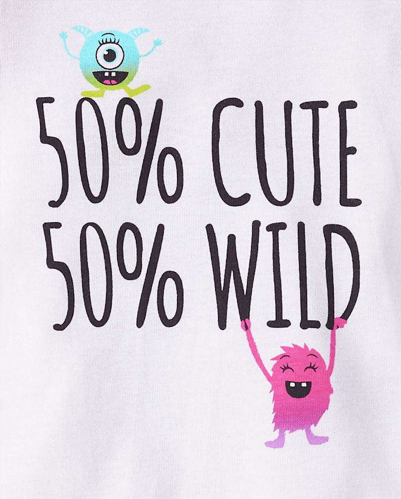 Pyjama en coton ajusté pour petites filles avec des monstres