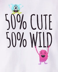 Pyjama en coton ajusté pour petites filles avec des monstres