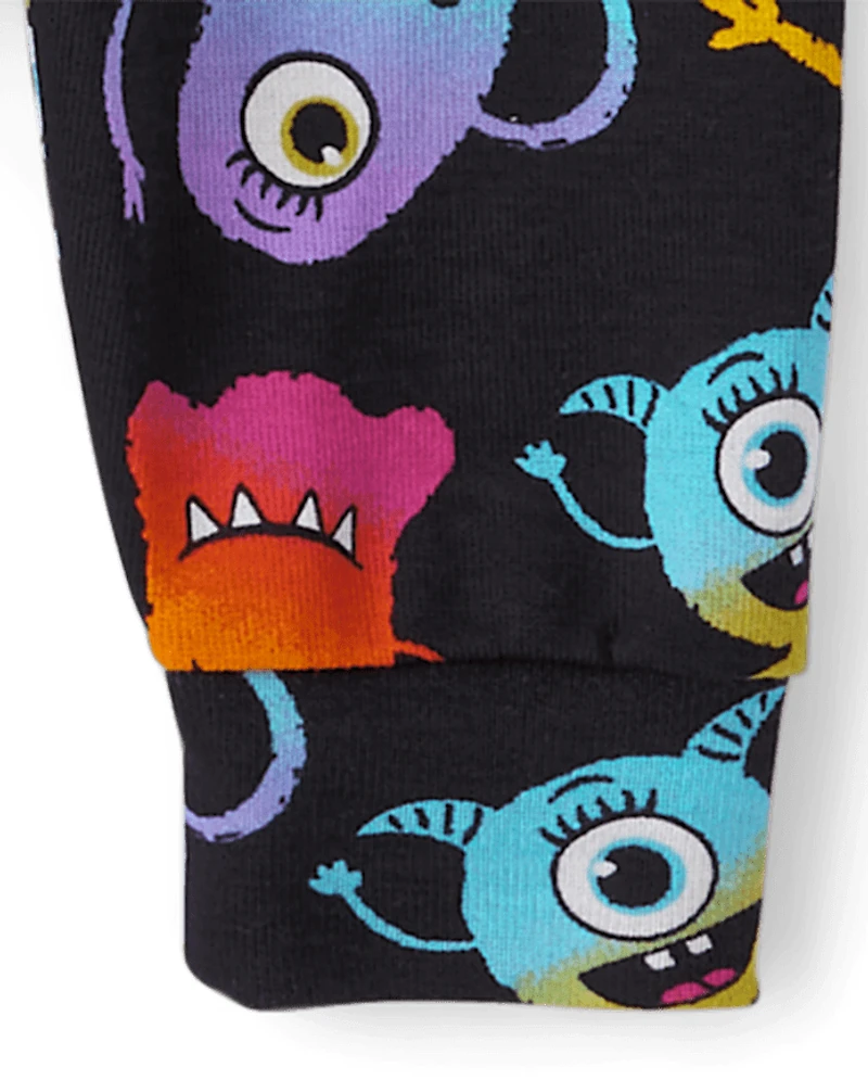 Toddler Girls Monster Snug Fit Cotton Pajamas