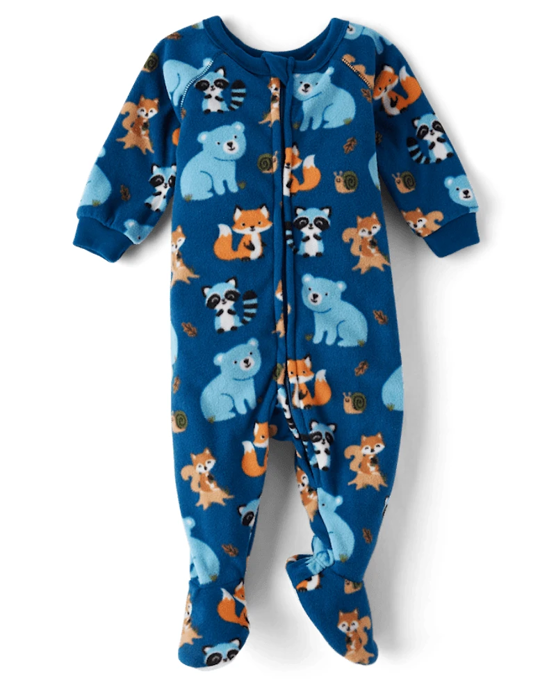Pyjama une pièce en microfibre polaire à motifs animaux pour bébés et petits garçons