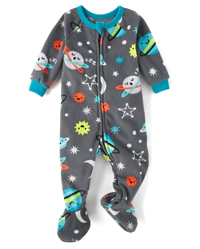 Baby And Toddler Space Microfleece Footed One Piece Pajamas