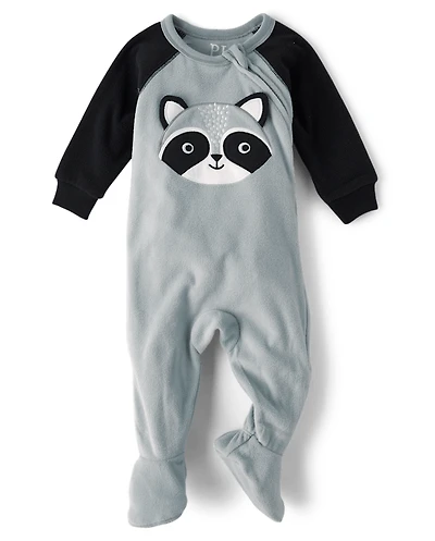 Baby And Toddler Raccoon Microfleece Footed One Piece Pajamas