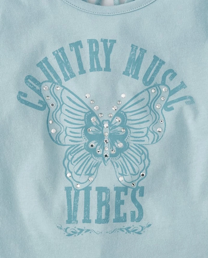 Haut à œillets graphiques ornés pour filles