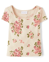 Girls Floral Pointelle Baby Tee