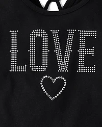 Girls Glitter Rhinestone Love Top