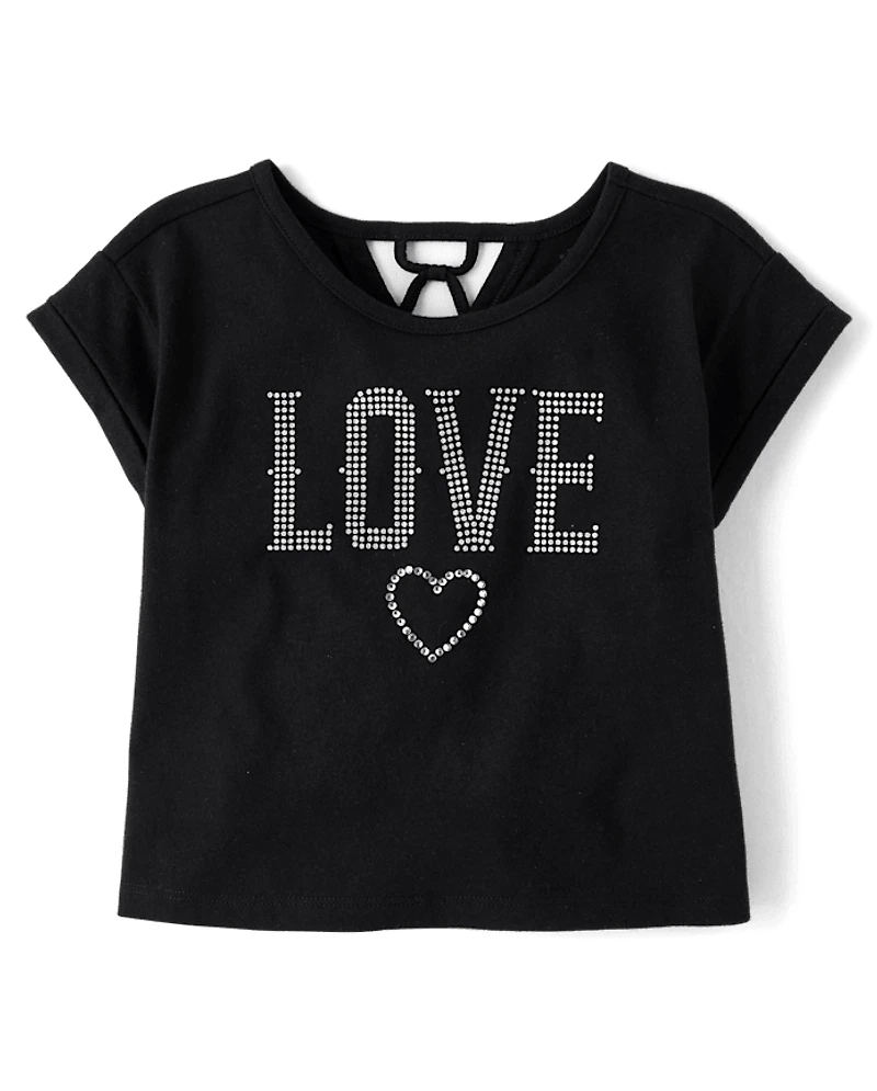 Girls Glitter Rhinestone Love Top