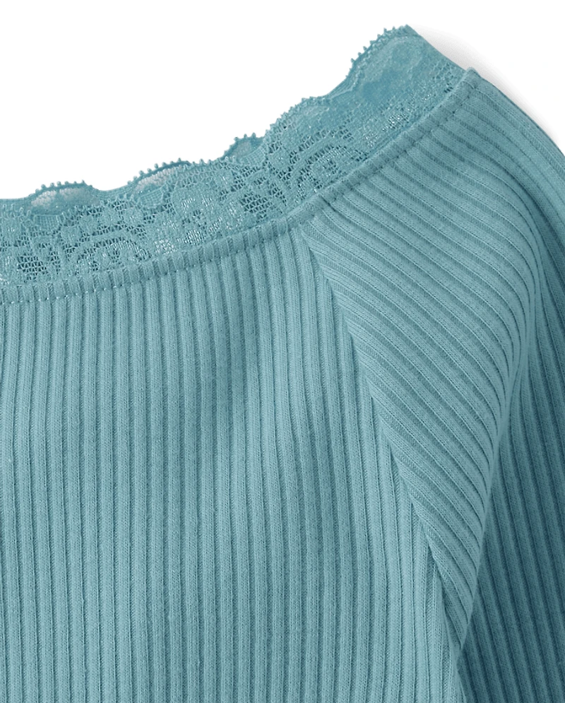 Girls Ribbed Off Shoulder Top