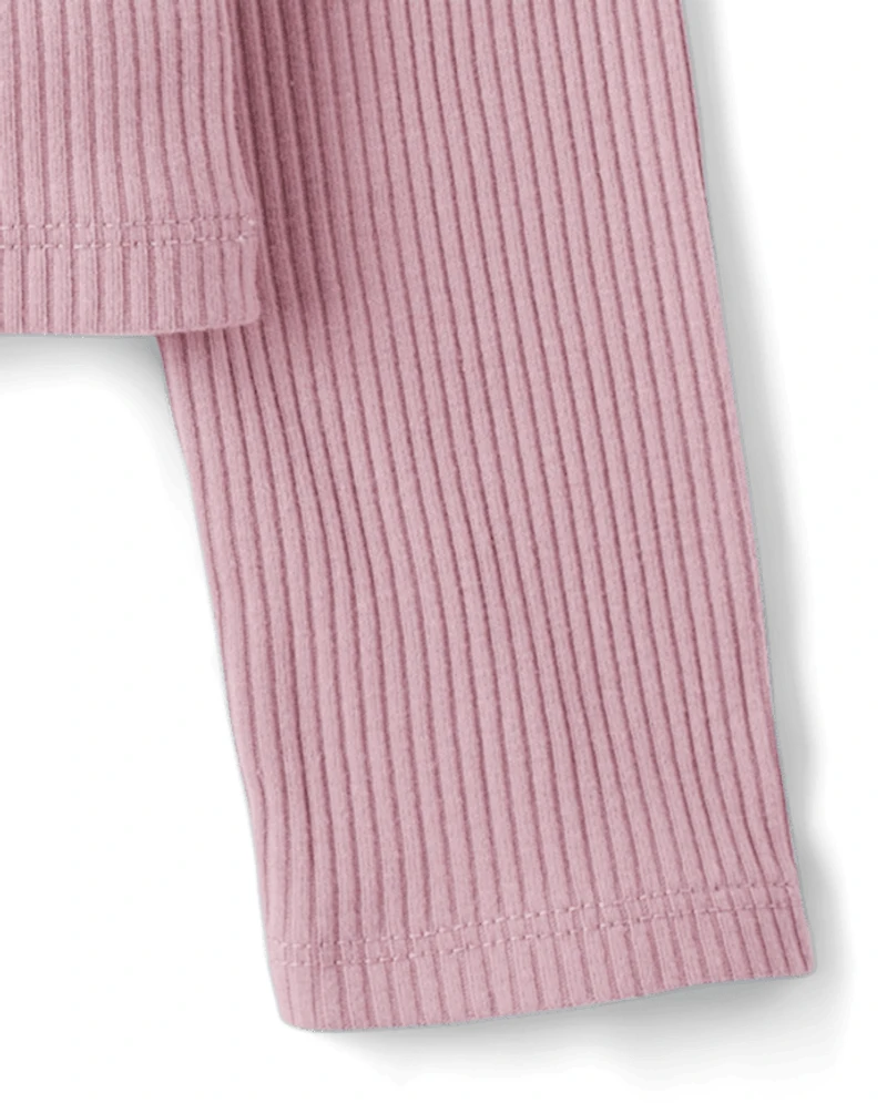 Girls Ribbed Off Shoulder Top