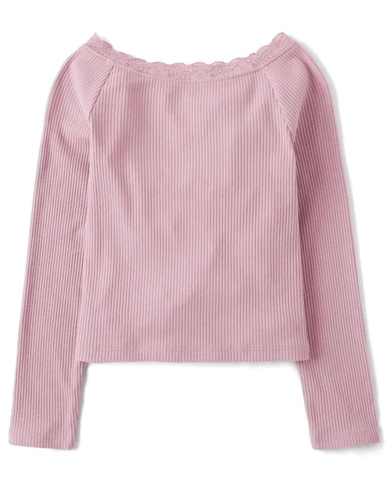 Haut côtelé à épaules dénudées pour fille