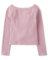 Haut côtelé à épaules dénudées pour fille