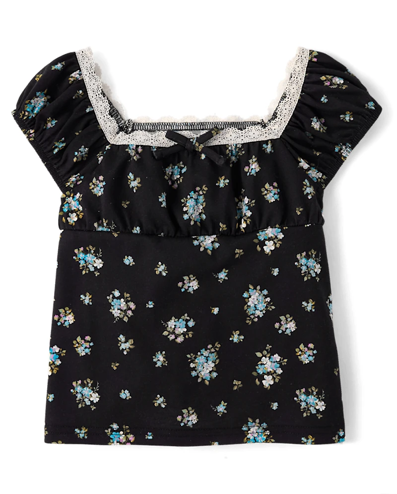 Girls Floral Babydoll Top