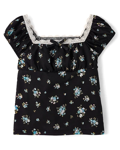 Girls Floral Babydoll Top