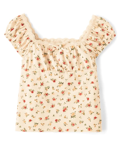 Girls Floral Babydoll Top