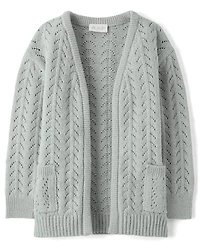 Cardigan ouvert sur le devant à coutures métalliques pour fille