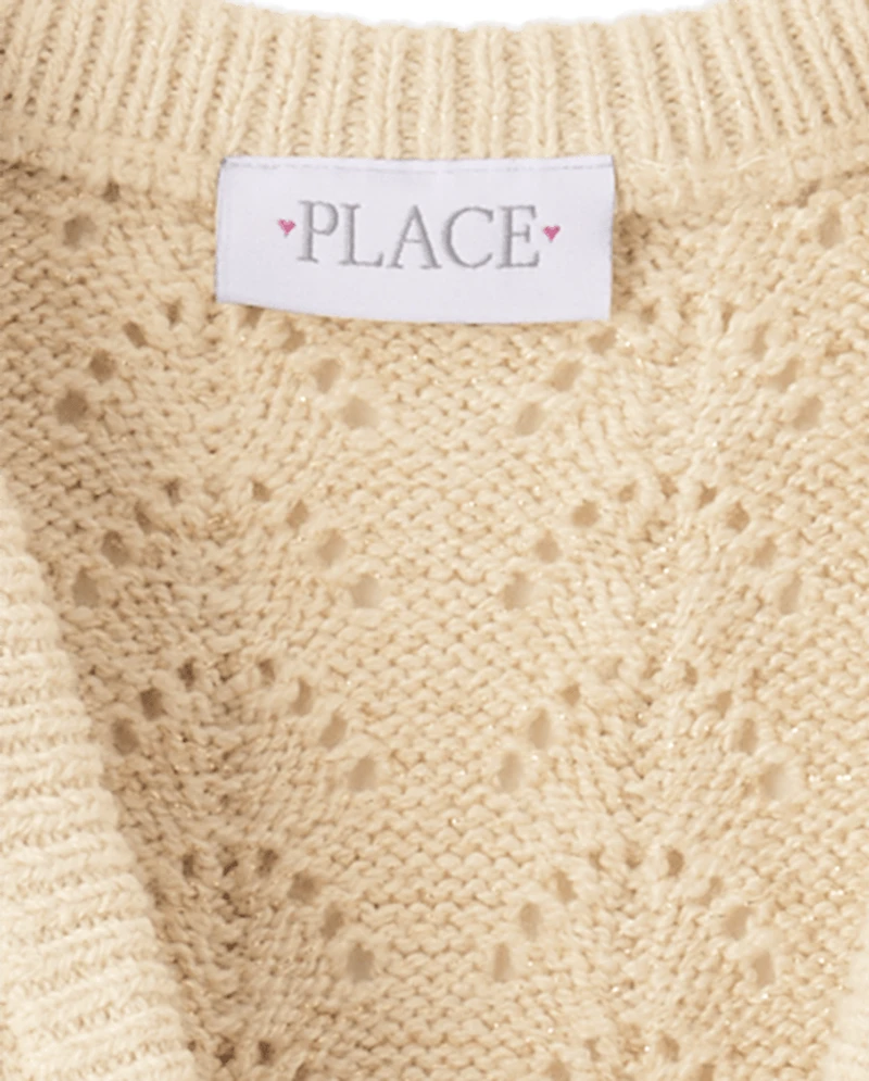 Cardigan ouvert sur le devant à coutures métalliques pour fille