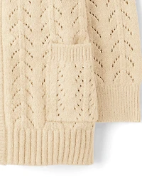 Cardigan ouvert sur le devant à coutures métalliques pour fille