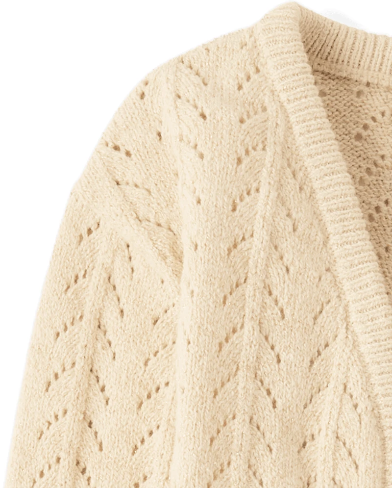 Cardigan ouvert sur le devant à coutures métalliques pour fille