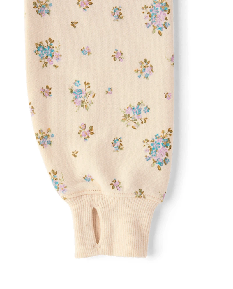 Girls Print Fleece Zip Up Hoodie