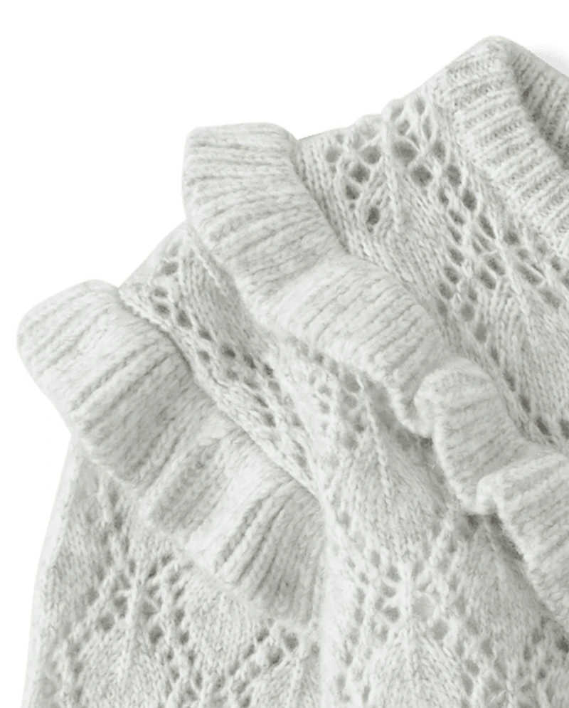 Girls Ruffle Pointelle Sweater