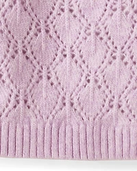 Girls Ruffle Pointelle Sweater