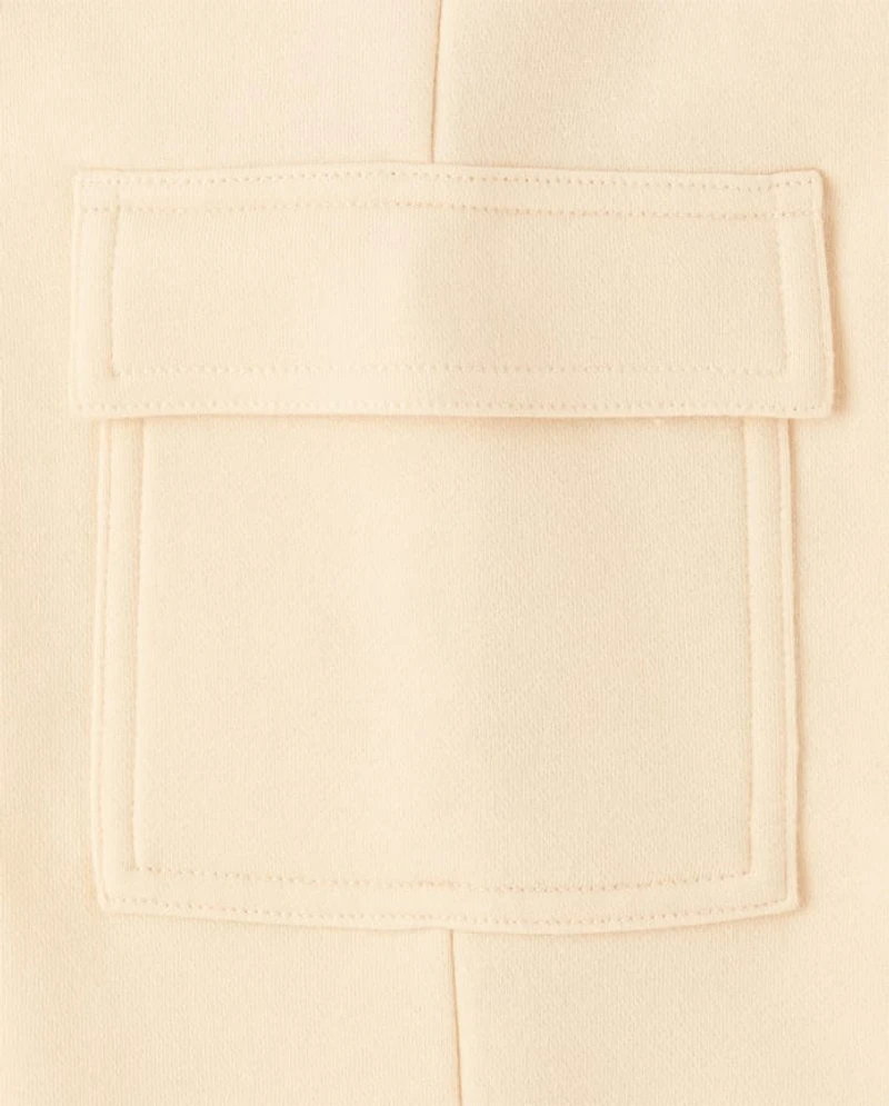 Girls Premium Fleece Wide Leg Cargo Pants