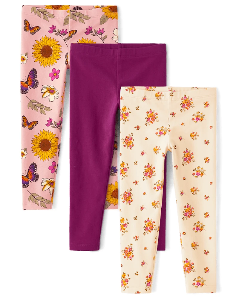 Toddler Girls Floral Leggings 3-Pack