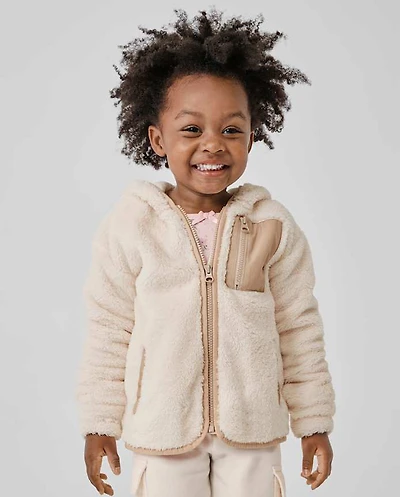 Toddler Girls Heavyweight Sherpa Zip Up Jacket