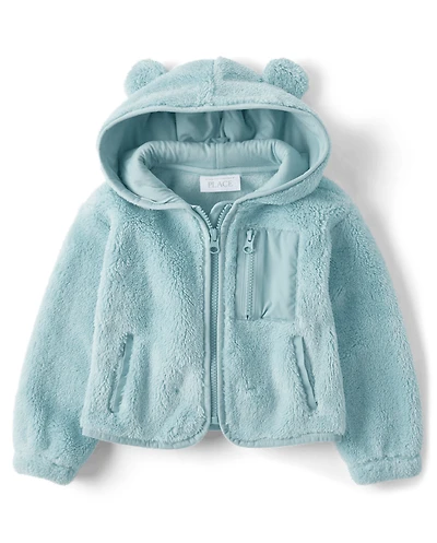 Veste zippée en sherpa épais pour petite fille