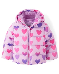 Toddler Girls Print Hooded Puffer Jacket