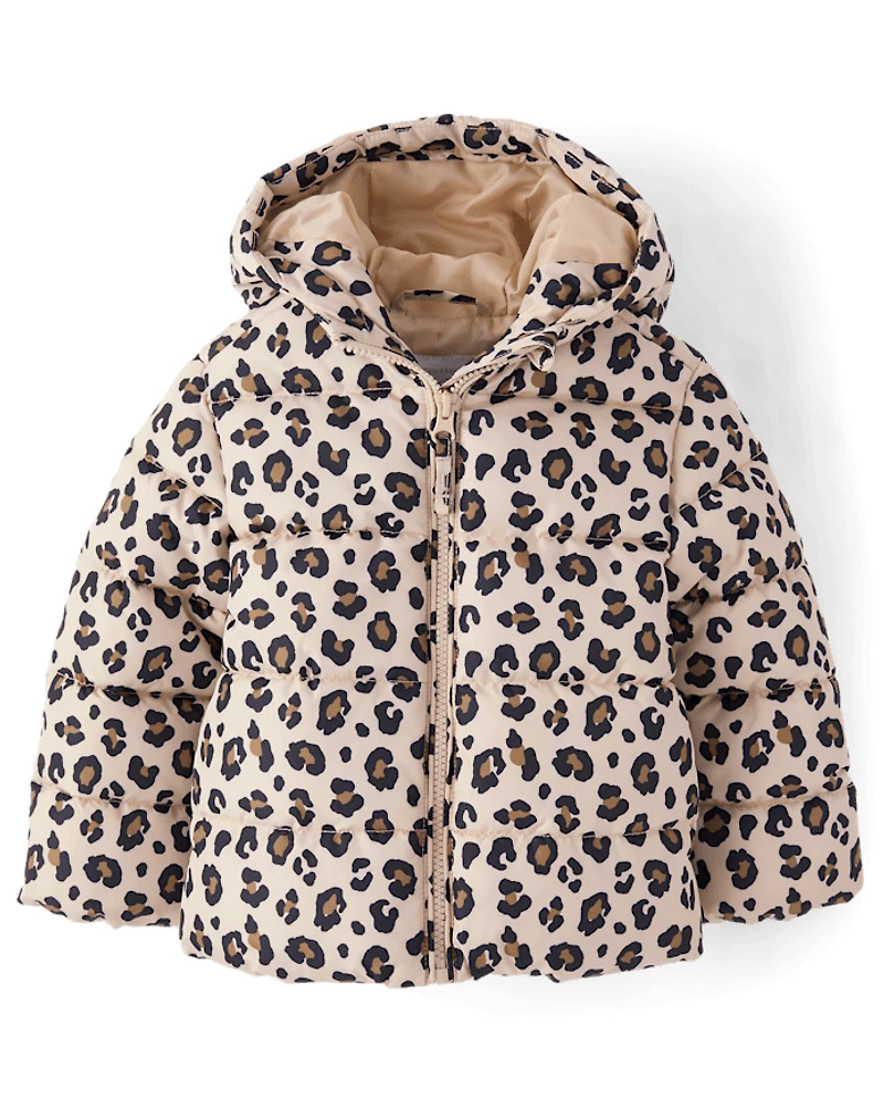 Toddler Girls Print Hooded Puffer Jacket
