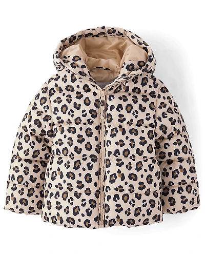Toddler Girls Print Hooded Puffer Jacket