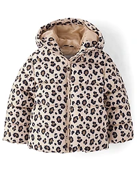 Toddler Girls Print Hooded Puffer Jacket
