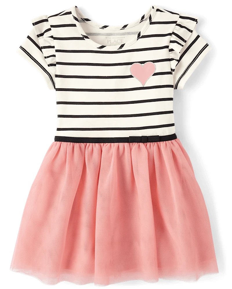Baby And Toddler Girls Striped Heart Tutu Dress