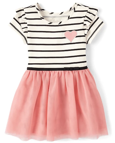 Baby And Toddler Girls Striped Heart Tutu Dress