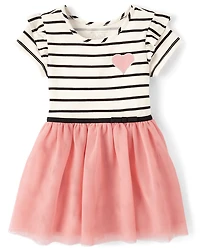 Baby And Toddler Girls Striped Heart Tutu Dress