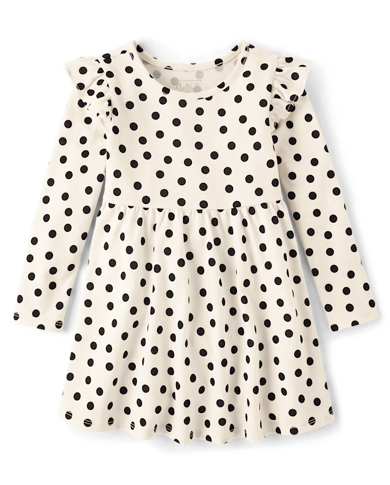 Baby And Toddler Girls Dot Flutter Babydoll Dress