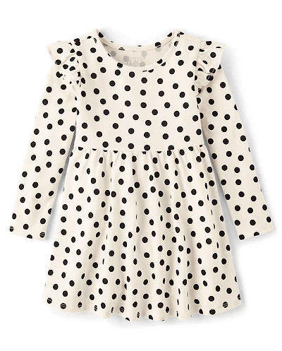 Baby And Toddler Girls Dot Flutter Babydoll Dress