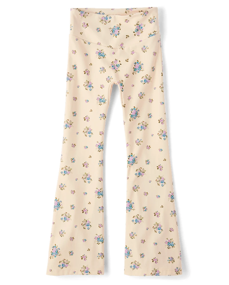 Girls Print High Rise Flare Leggings