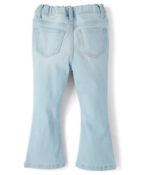 Toddler Girls Embroidered Bow High Rise Flare Jeans