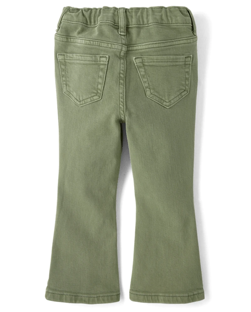 Toddler Girls Garment Dyed High Rise Flare Jeans