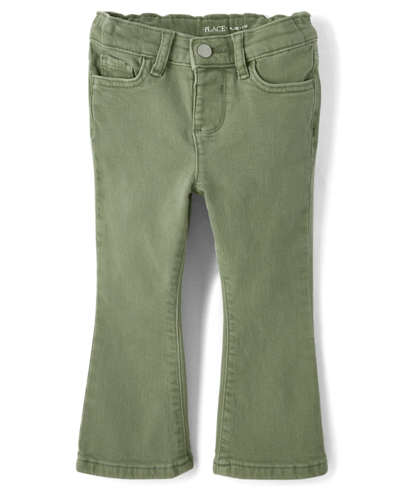 Toddler Girls Garment Dyed High Rise Flare Jeans