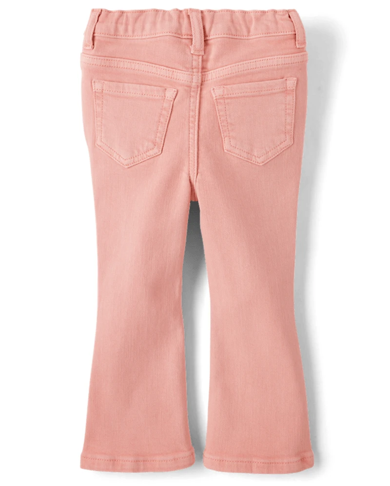 Toddler Girls Garment Dyed High Rise Flare Jeans